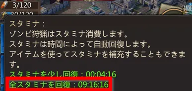 経済タレントの場合のスタミナ回復時間